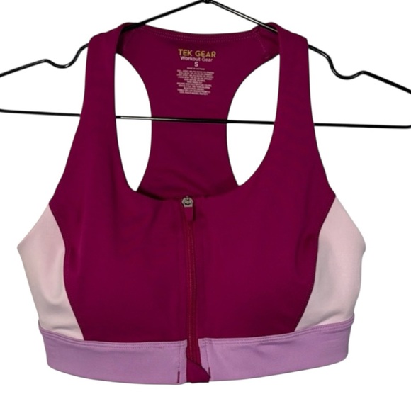 Tek Gear Sports Bra Pink Zip Front Racerback in Size S‎  NWT - Picture 1 of 10